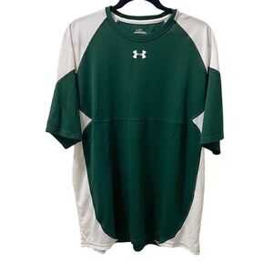 Under Armour Performance T-Shirt Mens XL Green White Colorblock Raglan Athletic